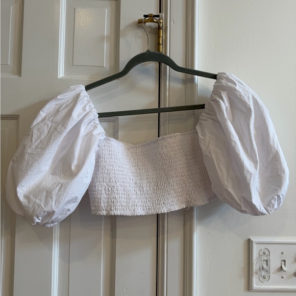 Susana Monaco White Puff Sleeve Crop Top - Picture 8 of 8